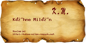 Kühne Milán névjegykártya